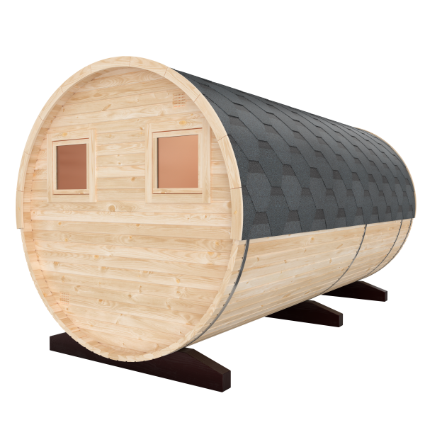 Fasssauna / Gartensauna / Banja / Round 4,0 m mit Vorraum